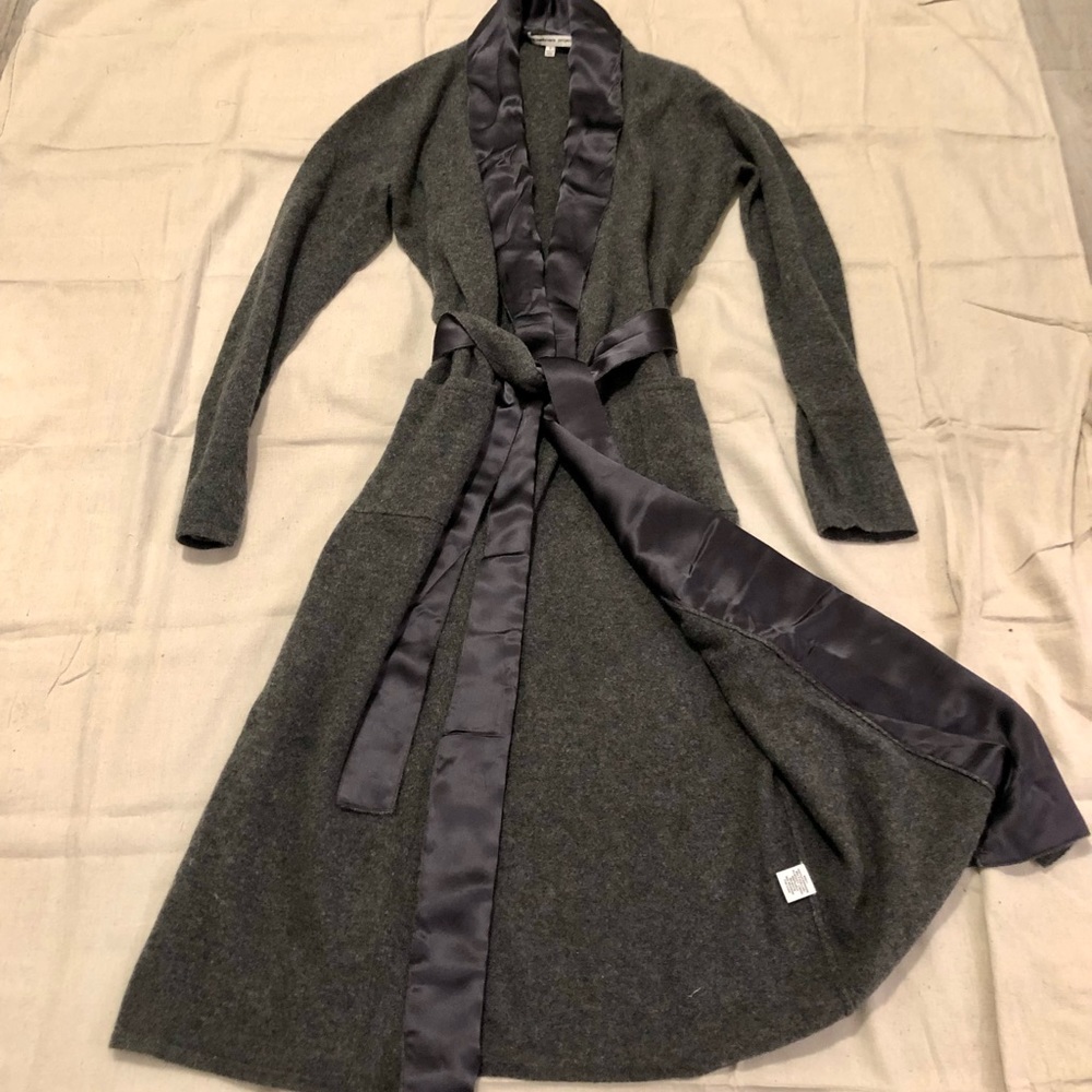 Rare 100% Cashmere Long Robe with 100% Silk Details - Small